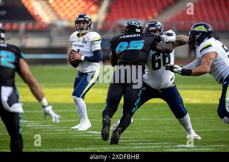 Reilly Hennessey (Stuttgart Surge, #04), Munich Ravens vs. Stuttgart Surge, American Football, European League of Football, 5. Spieltag, 22.06.2024 Foto: Eibner-Pressefoto/Guener Santemiz Stockfoto