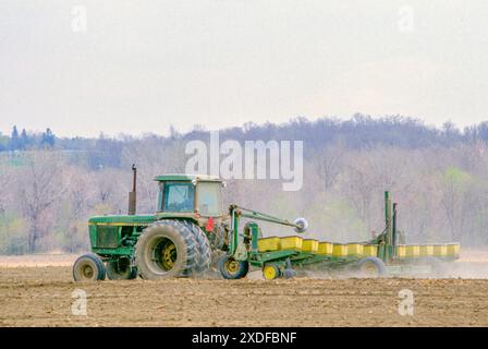 Pflanzen Von Mais. Livingston County. Geneseo, New York Stockfoto