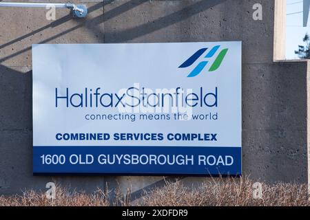 Willkommen im Hinweisschild zum internationalen Flughafen Halifax Stanfield an der Old Guysborough Road in Goffs, Nova Scotia, Kanada Stockfoto