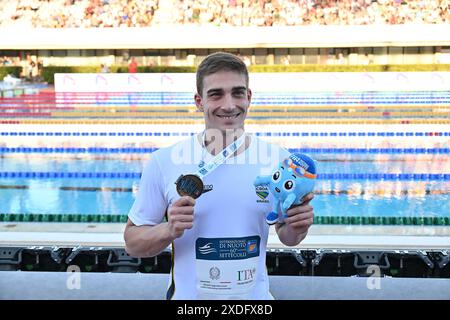 Foro Italico, Rom, Italien. Juni 2024. SetteColli Olympic Qualifying Schwimmen, Tag 2; Guilherme Basseto 50m Backstroke Credit: Action Plus Sports/Alamy Live News Stockfoto