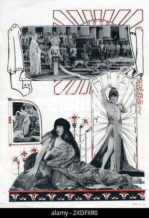 Eine Seite aus dem britischen Pressbook für The Lost Silent Film THE QUEEN OF SHEBA 1921 mit BETTY BLYTHE in der Hauptrolle Regisseur J. GORDON EDWARDS Story VIRGINIA TRACY Betty BLYTHE Kostüme entworfen von MARGARET WHISTLER Produzent WILLIAM Fox Film Corporation Stockfoto