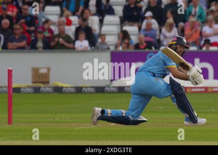 Chester le Street, 21. Juni 2024. Adam Lyth trat für Yorkshire Vikings gegen Durham Cricket in der T20 Blast in Seat Unique, Chester le Street an. Quelle: Colin Edwards Stockfoto