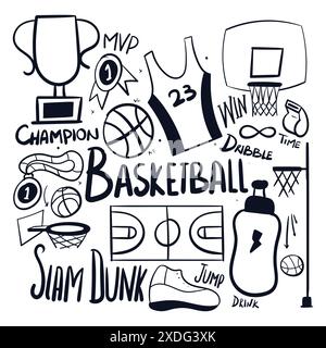 Basketball-Zeichenvektor-Symbol. Hand gezeichneter Basketball Scribble Vektor. Basketball-Kritzelvektor Stock Vektor