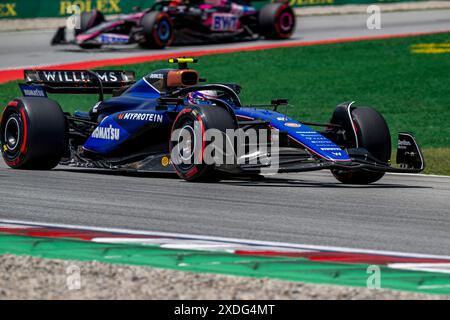 Montmelo, Spanien, 22. Juni, Logan Sargeant, aus den USA, tritt für Williams Racing an. Qualifying, Runde 10 der Formel-1-Meisterschaft 2024. Quelle: Michael Potts/Alamy Live News Stockfoto