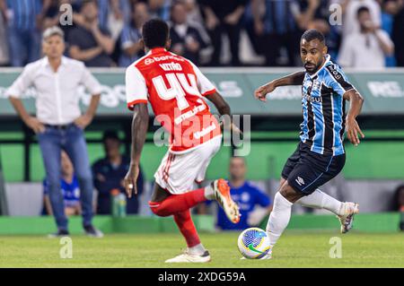 Curitiba, Brasilien. Juni 2024. Everton Galdino von Gremio während des Spiels zwischen Gremio und Internacional für die brasilianische Serie A 2024 im Couto Pereira Stadium in Curitiba am 22. Juni. Foto: Richard Ducker/DiaEsportivo/Alamy Live News Credit: DiaEsportivo/Alamy Live News Stockfoto