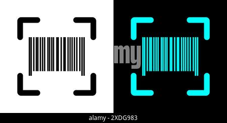 Sammlung von Barcode-Symbolen für Web-, ui- und mobile Apps. Symbol für das Strichcode-Scannen. Stock Vektor