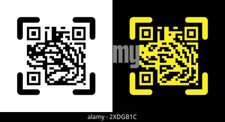 Falsche QR-Code-Scan-Me-Vektorillustration. Stock Vektor