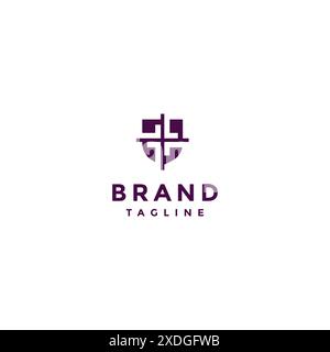Logo-Design mit vier Buchstaben L, drehbar im Inneren des Shield Icon. Schildsymbol mit Initialen LLLL Inside Logo Design. Stock Vektor