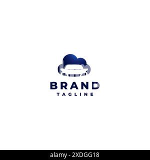 Car Silhouette Inside Cloud Icon Logo Design. Auto-Silhouette mit Wolken- oder Schaumstoffhintergrund-Logo-Design. Stock Vektor