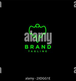 Design Mit Fliegenden Gespenstern. Gruselige Ghost Character Line-Logodesign. Stock Vektor