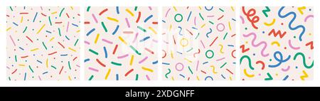 Lustiges, farbenfrohes Set mit nahtlosem Muster Stock Vektor