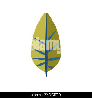 Eine einfache geometrische grüne Blattfigur in flachem Stil mit klaren Linien und minimalistischem Design vor weißem Hintergrund. Stock Vektor