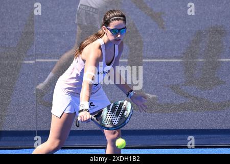 Gemma Triay Pons und Claudia Fernandez Sanchez treten am 22. Juli 2024 im Halbfinale des BNL Italienischen Major Premier Padel im Foro Italico in Rom an Stockfoto