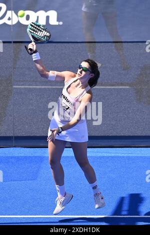 Gemma Triay Pons und Claudia Fernandez Sanchez treten am 22. Juli 2024 im Halbfinale des BNL Italienischen Major Premier Padel im Foro Italico in Rom an Stockfoto