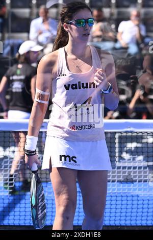 Gemma Triay Pons und Claudia Fernandez Sanchez treten am 22. Juli 2024 im Halbfinale des BNL Italienischen Major Premier Padel im Foro Italico in Rom an Stockfoto