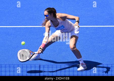 Gemma Triay Pons und Claudia Fernandez Sanchez treten am 22. Juli 2024 im Halbfinale des BNL Italienischen Major Premier Padel im Foro Italico in Rom an Stockfoto