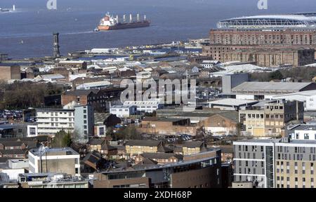 Luftaufnahme der Stadt Liverpool, Liverpool, England, Großbritannien Stockfoto