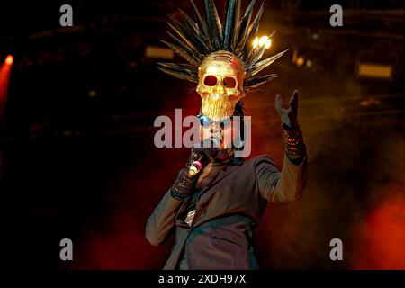 22. Juni 2024 in Halifax, Vereinigtes Königreich: Jamaikanisch-amerikanische Sängerin, Songwriterin, Model und Schauspielerin GRACE JONES, die in der Hall in Halifax auftritt. (Kreditbild: © Andy von Pip/ZUMA Press Wire) NUR REDAKTIONELLE VERWENDUNG! Nicht für kommerzielle ZWECKE! Stockfoto