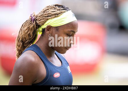 Berlin, Deutschland. Juni 2024. Tennis: WTA Tour, Singles, Frauen, Halbfinale. Pegula (USA) - Gauff (USA) Coco Gauff in Aktion Credit: Hannes P. Albert/dpa/Alamy Live News Stockfoto