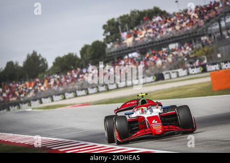 04 ANTONELLI Andrea Kimi (ita), Prema Racing, Dallara F2 2024, Action während der 6. Runde der FIA Formel 2 Meisterschaft 2024 vom 21. Bis 23. Juni 2024 auf dem Circuit de Barcelona-Catalunya in Montmelo, Spanien Stockfoto