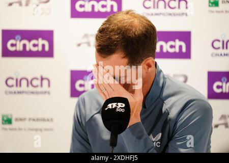 Aktenfoto vom 06/24 von Andy Murray. Andy Murray wird nach einer Operation an einer Wirbelsäulenzyste nicht in Wimbledon spielen, wie die ATP Tour angekündigt hat. Ausgabedatum: Sonntag, 23. Juni 2024. Stockfoto