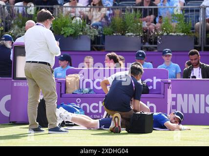 Aktenfoto vom 06/24 von Andy Murray. Andy Murray wird nach einer Operation an einer Wirbelsäulenzyste nicht in Wimbledon spielen, wie die ATP Tour angekündigt hat. Ausgabedatum: Sonntag, 23. Juni 2024. Stockfoto