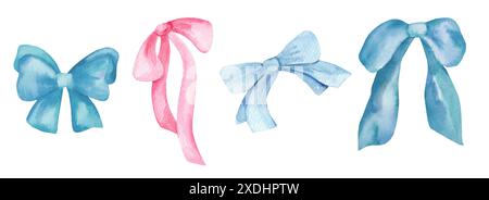 Set mit Aquarellillustrationen von Bögen. Abbildung des Farbbands isoliert auf weißem Hintergrund Stockfoto