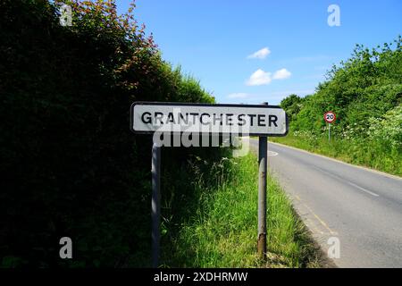 Das Grantchester Village Schild Stockfoto