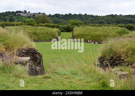 Caerleon römisches Amphitheater, Caerleon, Newport, Wales Stockfoto