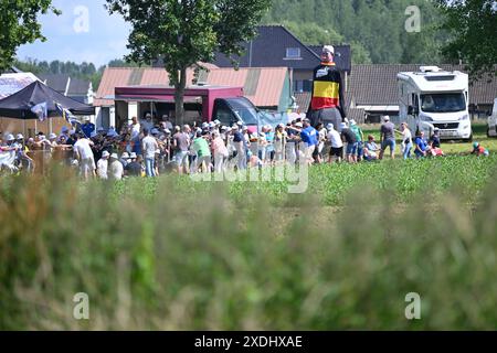 Zottegem, Belgien. Juni 2024. Illustrationsfoto, aufgenommen während des Männer-Elite-Rennens der belgischen Meisterschaften, 220 km, von Sint-Lievens-Houtem nach Zottegem, am Sonntag, den 23. Juni 2024. BELGA FOTO TOM GOYVAERTS Credit: Belga Nachrichtenagentur/Alamy Live News Stockfoto