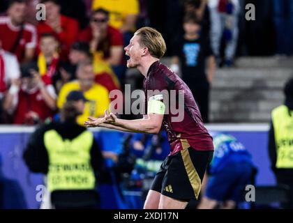 Köln, Deutschland. Juni 2024. Köln, RheinEnergieStadion, 22.06.2024: Kevin de Bruyne aus belgien reagiert während des Spiels UEFA-Europameisterschaft 2024 Belgien gegen Rumänien. Quelle: Mika Volkmann/Alamy Live News Stockfoto