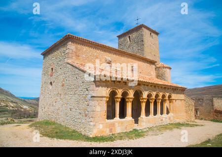 Kirche San Pedro. Caracena, Provinz Soria, Castilla Leon, Spanien. Stockfoto