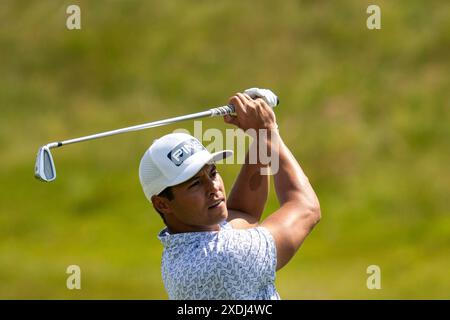 AMSTERDAM, NIEDERLANDE - 20. JUNI: Johannes Veerman von den Vereinigten Staaten von Amerika während des 1. Tages, KLM Open 2024, DP World Tour im International am 20. Juni 2024 in Amsterdam, Niederlande. (Foto: Henk Seppen/Orange Pictures) Stockfoto