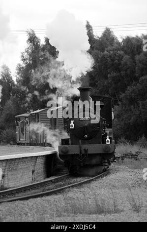 Die '30587' verlässt die Junction Station Lydney. Stockfoto