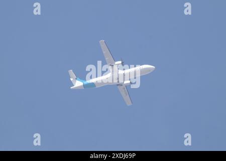 Chiangmai, Thailand - 1. Dezember 2023: RP-C7203 ATR 72-600 von AirSWIFT. Starten Sie vom Flughafen Chiang mai. Stockfoto