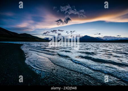 Sonnenuntergang am Roca-See, El Calafate, Los Glaciares Nationalpark, Patagonien, Argentinische republik Stockfoto