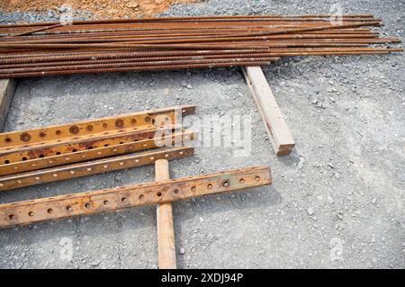 Bewehrungsstahl für eine Baustelle Stockfoto