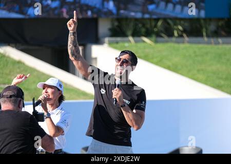 Rom, Italien. Juni 2024. Der ehemalige Schwimmer Filippo Magnini präsentiert die 60. „Settecolli“ Trophy 2024. (Foto: Elena Vizzoca/SOPA Images/SIPA USA) Credit: SIPA USA/Alamy Live News Stockfoto