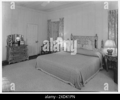 Mrs. Reynolds Bagley, Musgrove Plantation, Residenz auf St. Simons Island, Georgia. Schlafzimmer, bis ins Bett. Gottscho-Schleisner Kollektion Stockfoto