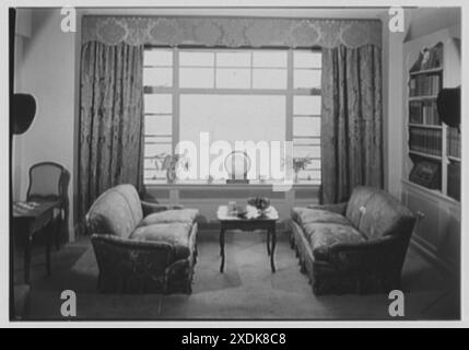 Frederic March, Residenz an der 130 East End Ave., New York City. Fensteransicht. Gottscho-Schleisner Kollektion Stockfoto