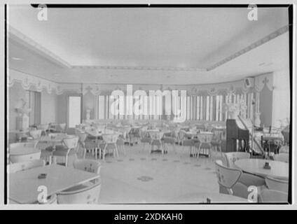 Atlantis Hotel, Miami Beach, Florida. Balkan Room, von der Bar. Gottscho-Schleisner Kollektion Stockfoto