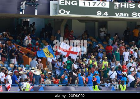 Bridge Town, Barbedos, Westindien. Juni 2024. ICC MÄNNER CRICKET T20 WELTMEISTERSCHAFT 2024.USA gegen England.49. Spiel - Super 8 Gruppe 2.im Kensington Oval Cricket Stadium, Bridgetown, Barbados. USA 115 in 18,5 Over. England braucht 116, um zu gewinnen. Im Bild (Credit Image: © Seshadri Sukumar/ZUMA Press Wire) NUR REDAKTIONELLE VERWENDUNG! Nicht für kommerzielle ZWECKE! Stockfoto