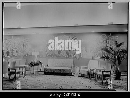Beach Theatre, Lincoln Rd., Miami Beach, Florida. Möbeldetails. Gottscho-Schleisner Kollektion Stockfoto