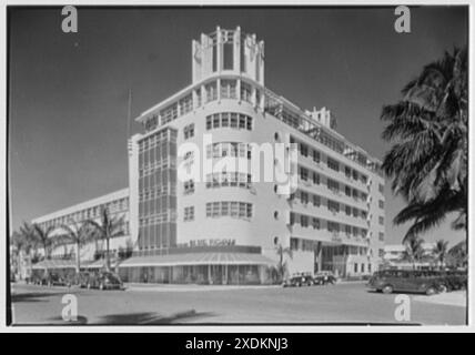 Albion Hotel, Lincoln Rd., Miami Beach, Florida. Allgemeines Äußeres. Gottscho-Schleisner Kollektion Stockfoto