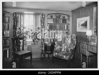 Mr. Und Mrs. T. Ferdinand Wilcox, Wohnsitz in der Smith Ridge Rd., New Canaan, Connecticut. Bibliothek, Ecke. Gottscho-Schleisner Kollektion Stockfoto