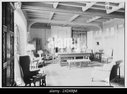 Powel Crosley, Jr., Residenz am Kipling Circle, College Hill, Cincinnati, Ohio. Wohnzimmer, allgemeiner Blick. Gottscho-Schleisner Kollektion Stockfoto