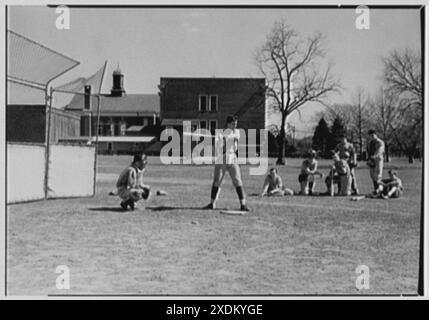 Woodmere Academy, Woodmere, Long Island. Baseball. Gottscho-Schleisner Kollektion Stockfoto