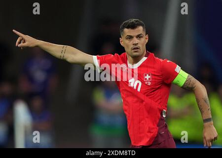 Frankfurt, Deutschland. Juni 2024. Der Schweizer Granit Xhaka während des Fußball-Europameisterspiels 2024 zwischen der Schweiz und Deutschland in der Frankfurt Arena, Frankfurt, Deutschland - Sonntag, den 23. Juni 2024. Sport - Fußball . (Foto: Spada/LaPresse) Credit: LaPresse/Alamy Live News Stockfoto
