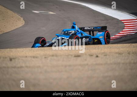 Salinas, CA, USA. Juni 2024. CHRISTIAN RASMUSSEN (R) (20) aus Kopenhagen, Dänemark, übt NUR für den Firestone Grand Prix von Monterey auf dem WeatherTech Raceway Laguna Seca in Salinas, CA. (Bild: © Walter G. Arce Sr./ASP via ZUMA Press Wire) REDAKTIONELLE VERWENDUNG! Nicht für kommerzielle ZWECKE! Stockfoto