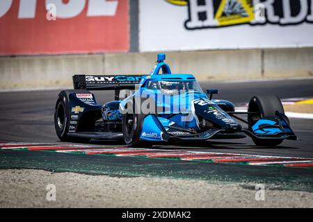 Salinas, CA, USA. Juni 2024. CHRISTIAN RASMUSSEN (R) (20) aus Kopenhagen, Dänemark, übt NUR für den Firestone Grand Prix von Monterey auf dem WeatherTech Raceway Laguna Seca in Salinas, CA. (Bild: © Walter G. Arce Sr./ASP via ZUMA Press Wire) REDAKTIONELLE VERWENDUNG! Nicht für kommerzielle ZWECKE! Stockfoto